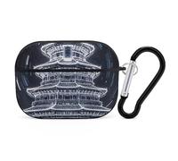 Beijing Tiantan AirPod Pro, custodia antigraffio in policarbonato rigido con portachiavi, accessorio per AirPod Pro 2a/1a custodia, per donne e uomini, stile nero