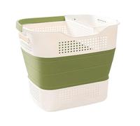 BeiJingYZ Cesto Portabiancheria Pieghevole con Due Tipi di Manici, Cesta Bucato Plastica Portatile, Cesta Panni Sporchi con Piccolo Cesto per la Biancheria Intima(Green)