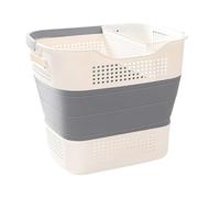 BeiJingYZ Cesto Portabiancheria Pieghevole con Due Tipi di Manici, Cesta Bucato Plastica Portatile, Cesta Panni Sporchi con Piccolo Cesto per la Biancheria Intima(Gray)
