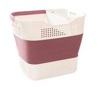 BeiJingYZ Cesto Portabiancheria Pieghevole con Due Tipi di Manici, Cesta Bucato Plastica Portatile, Cesta Panni Sporchi con Piccolo Cesto per la Biancheria Intima(Pink)