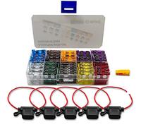 BeiLan 100 pcs Standard Fusibili Auto Assortimento Fusibile 18*19mm (2A 3A 5A 7.5A 10A 15A 20A 25A 30A 35A) con 5pcs 12V Portafusibili a Lama con 16AWG Filo ADD-a-Circuit Fusibili Tap con estrattore