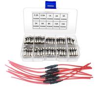 BeiLan 10pcs AGC Portafusibile, Portafusibili Inlineaa Vite Tipo con 22 AWG Cavetto + 100pcs Assortimento fusibili in vetro a tubo 5x20mm fusibile vetro rapida(0.2A 0.5A 1A 2A 3A 5A 6A 8A 10A 15A)