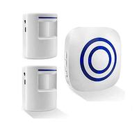 BeiLan Kit elettronico per campanello senza fili con 1 ricevitore plug-in e 2 sensori PIR Motion Detector 3 Livelli di volume e 38 suonerie intelligenti Suoneria di sicurezza per campanello elettrico