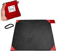 BeiLan Mini coperta da picnic tascabile, resistente, leggera, impermeabile, a prova di sabbia, da spiaggia, da viaggio, con borsa portatile per attività all'aperto (150x180cm, nero e rosso)