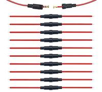 BeiLan Set di 10 portafusibili AGC a vite professionale in linea, scatola fusibili da 32 V, 20 A, con filo da 22 AWG, per fusibili in vetro a colpo rapido (5 x 20 mm)