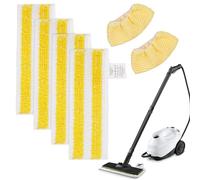 BeiLan Set di 6 panni in microfibra compatibili con Kärcher EasyFix SC 2, SC 3, SC 4, SC 5, set di accessori di ricambio lavabili, 4 panni per pavimenti + 2 ugelli (giallo)