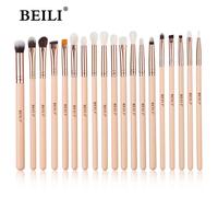 BEILI 19 pezzi pennelli per trucco ombretto rosa sopracciglio eyeliner correttore miscelazione capelli di capra naturali set di pennelli per trucco strumenti per il trucco