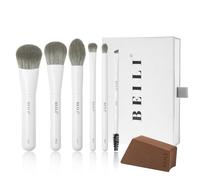 BEILI 6 mini pennelli da trucco da viaggio, kit di pennelli da trucco portatili per cipria, evidenziare, ombretto, contour, sopracciglia, ciglia, setole sintetiche (bianco)