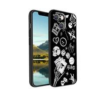 BeiLiHe Custodia compatibile con iPhone 14, teschio demoniaco scheletro Halloween grafica nera per iPhone custodia uomo ragazzo morbido silicone elegante antigraffio cool case per iPhone