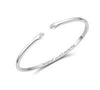BEILIN Bracciali da donna in argento Sterling con scritta "Come to My Arm", coppia che abbraccia, braccialetti a fascia nuziale, bracciale mantra inciso, gioielli per donne e adolescenti, W/0.10 L/6.3