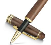 BEILUNER Set di Penne a Sfera di Lusso in Legno Noce - Elegante Set Regalo per Firma e Ufficio Executive Premium - Confezionato in Scatola Regalo con Refill Extra (Nero)