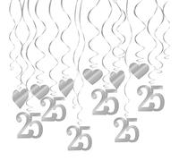 BEIMEIII 18 pezzi 25 decorazioni per matrimonio in argento, decorazioni a turbinio, 25 ghirlande, decorazioni da appendere per matrimoni, anniversari e feste