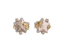 Beimu Star Earnail, orecchini di diamanti con borchie a stella impilati, gioielli con pentagramma dorato, accessori da sogno Starlight, accessori per le orecchie per costumi da donna