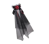 Beimus Accessorio per la testa di Halloween alla moda Velo in pizzo nero con clip per capelli invisibile decorazione per capelli per feste da ballo fiocchi neri velo fasce