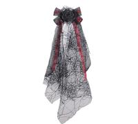 Beimus Accessorio per la testa di Halloween alla moda Velo in pizzo nero con clip per capelli invisibile decorazione per capelli per feste da ballo fiocchi neri velo fasce