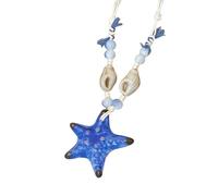 Beimus Bella collana di perline estate, ornata con ciondolo a forma di stella marina e conchiglie, accessorio elegante per le vacanze per gli amanti della spiaggia, One Size, come descritto, come