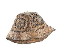 Beimus Cappello anti-UV all'uncinetto floreale cappello per le donne | Cappello alla pescatora multicolore con decorazione floreale all'uncinetto, per adolescenti, morbido cappello pieghevole da
