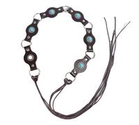 Beimus Cintura in vita regolabile in stile occidentale turchese borchiata per le donne cinturino a disco in pelle PU per concerti e uso quotidiano Cintura regolabile in PU, Caff, Taglia unica