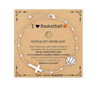 Beimus Crocifisso regolabile leggero design classico per uomo donna confortevole lega multi sfera ciondolo catena da polso, Misura unica, come descritto