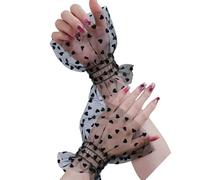 Beimus Eleganti Maniche a Cuore Per Unghie Fotografia di Arte Morbido Tessuto Trasparente Confortevole Elastico Braccio Copre Cuore Fantasia Braccio Coperture Accessori, Nero , Taglia unica