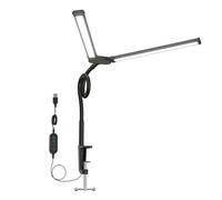 Beimus Lampada da tavolo a LED con doppio braccio a collo d'oca, flessibile a 360°, lampada da tavolo a 10 luminosità per lettura e