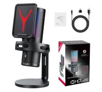Beimus Microfono a condensatore cardioide USB con supporto da tavolo, luci LED colorate, regola il suono per PC, giochi e podcasting