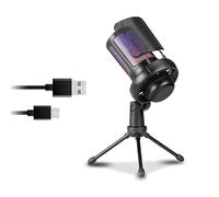 Beimus Microfono da gioco regolabile a condensatore con illuminazione a colori, 192 kHz, per PC portatile, streaming podcast