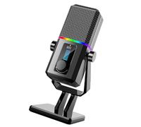 Beimus Microfono USB Unidirezionale Microfono Singolo Pulsante di Controllo del Suono Microfono per Computer Portatile con Cool LED