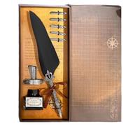 Beimus Penna a immersione anticata con incisione retrò con 5 pennini e inchiostri di ricarica per scrittura a mano, disegno, scrapbooking, piuma di rame con inchiostri