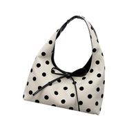 Beimus Piccola borsa da donna in pelle PU con motivo a pois con fiocco sotto le ascelle borsa a tracolla compatta per appuntamenti shopping party occasioni delicata borsa ascellare da ufficio da donna