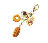Beimus Portachiavi alla moda con ciondolo a forma di tazza di caffè e pane, accessorio portatile, per donne e ragazze, uso quotidiano