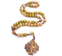 Beimus Rosario con perline cattolica con ciondolo a croce di Gerusalemme per donne gioielli regalo religioso croce