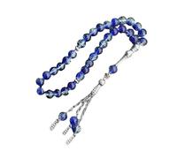Beimus Rosario musulmano con 33 perline di preghiera Tasbih in vetro incrinato con ciondolo a frange, braccialetto etnico islamico per tutti i giorni, Diameter 8mm11.16cm Length 25cm, Vetro