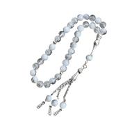 Beimus Rosario musulmano con 33 perline di preghiera Tasbih in vetro incrinato con ciondolo a frange, braccialetto etnico islamico per tutti i giorni, Diameter 8mm11.16cm Length 25cm, Vetro