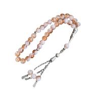 Beimus Rosario musulmano con 33 perline di preghiera Tasbih in vetro incrinato con ciondolo a frange, braccialetto etnico islamico per tutti i giorni, Diameter 8mm11.16cm Length 25cm, Vetro