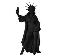 Beimus Statua della Libertà che tiene lo smartphone Minaiture Figurine Pezzo di conversazione per patriottici Decors Enthusiasts Home Office Commemorative Home Office Decorazione