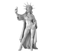 Beimus Statua della Libertà che tiene lo smartphone Minaiture Figurine Pezzo di conversazione per patriottici Decors Enthusiasts Home Office Commemorative Home Office Decorazione