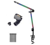 Beimus Supporto per microfono a LED per gaming, streaming, podcasting, con asta regolabile e illuminazione a LED