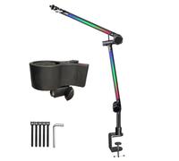 Beimus Supporto per microfono a LED per gaming, streaming, podcasting, con asta regolabile e illuminazione a LED