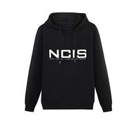BEINENG Kangaroo Pocket Hoodie NCIS DIY Cotton Graphic Long Sleeve Sweatshirts Black L