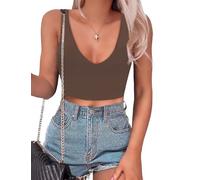 BEINF Crop Top Donna Sexy V Ausschnitt Estiva Canotta Going out Top caffè S