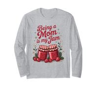 Being a Mom Is My Jam Strawberry Jar Cute Retro Mother’s Day Maglia a Manica