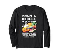 Being A Ukulele Player Is Easy Funny Musicician Citazione Maglia a Manica
