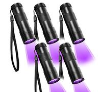 Beinhome Torcia UV con Luce Nera [5 Pezzi], Lampada UV, rilevatore di urina secca, per Animali Domestici, Macchie di Cane e Gatto, rilevatore di Banconote False (batterie Incluse)