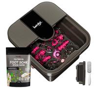 Beinilai Vasca da bagno pieghevole per piedi con calore, bolle, rulli massaggianti, olio dell'albero del tè con sale Epsom, lima per pedicure, luce rossa, pietra pomice rimovibile, pedicure Foot Spa