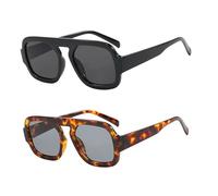 Beipegin 2 Pezzi Occhiali da Sole da Uomo Donna Occhiali da Sole Retrò 70s a Forma di Rettangolo Protezione UV400 Occhiali da Guida