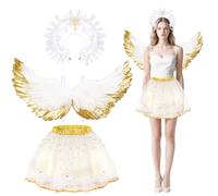Beipegin Costume Dea Greca Donna Ali Angelo Tutu Cerchietto Aureola Costume Angelo Costumi Natale Carnevale Halloween Cosplay