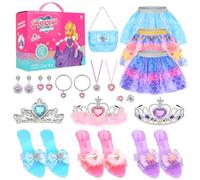 Beipegin Costume Principessa Bambina Accessori Tacchi Collana Diadema Braccialetto Anello Principessa Gioielli Regali di Natale Compleanno Regalo Bambina 3 4 5 6 7Anni
