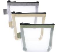 BEIQIYA 3 mini borse per il trucco in rete, piccole borse per il trucco con cerniera, astuccio portatile per cosmetici da donna, rossetto, chiavi, articoli essenziali, auricolari, carte di credito