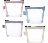 BEIQIYA Piccola borsa per il trucco, mini borse per il trucco in rete con cerniera, sacchetto cosmetico portatile per borsa da donna, rossetto, chiavi, oggetti essenziali, auricolari, carte, 4 pezzi